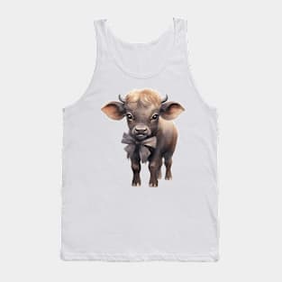 African Cape Buffalo Wearing Bow Tank Top